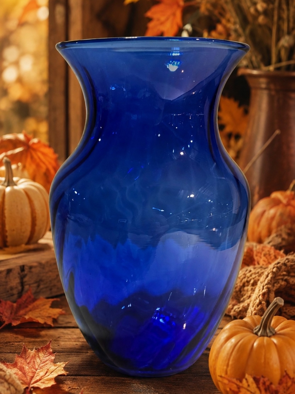 Indiana Glass Cobalt Blue Decorative Glass Vase